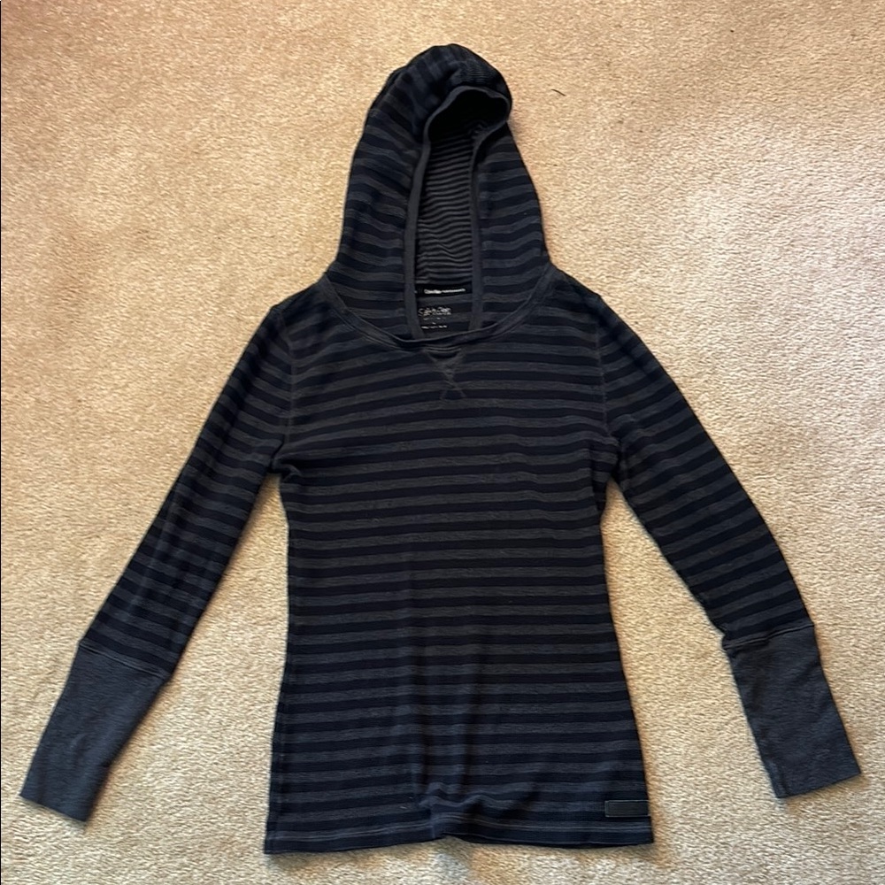 Calvin Klein Black and Gray Fitted Long Sleeve Hoodie